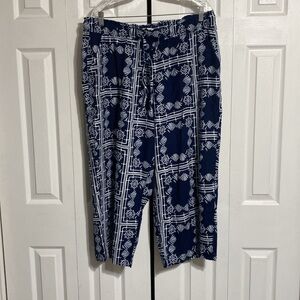 Sonoma blue & white linen blend casual pants size PXXL
